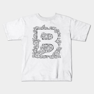 Letter B with Vintage Swirl Art Kids T-Shirt